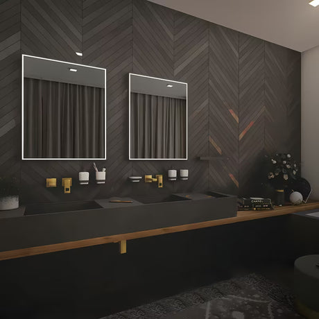 Nimco z osvetlitvijo LED ogledalo 60x80 cm v črni izvedbi z osvetlitvijo po obodu