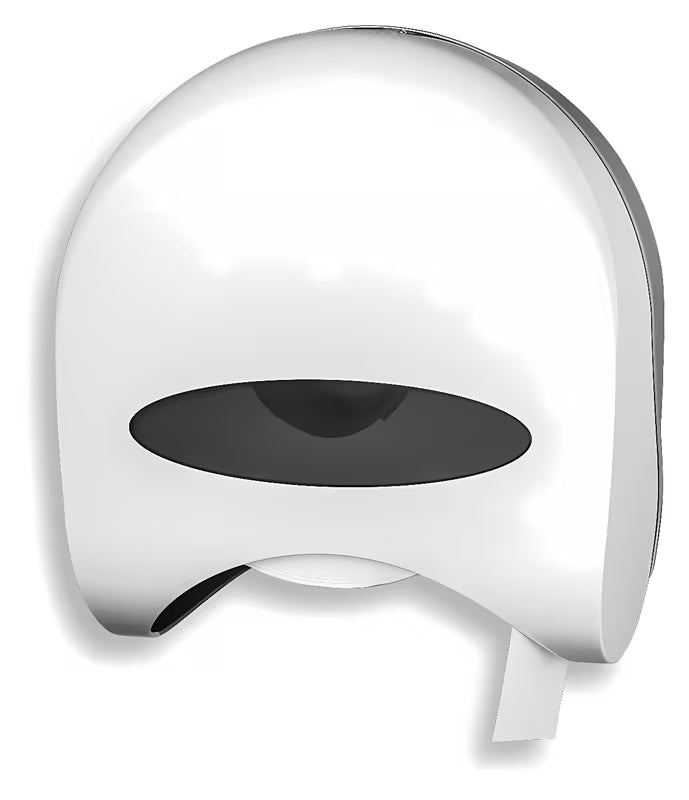 Bel stenski dispenser za toaletni papir Novaservis iz trpežne plastike pro za enostavno vzdrževanje.