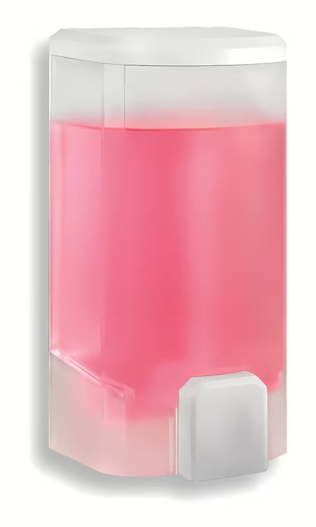 Bijeli plastični dozator tekućeg sapuna Novaservis pro za kupaonicu i toalet.