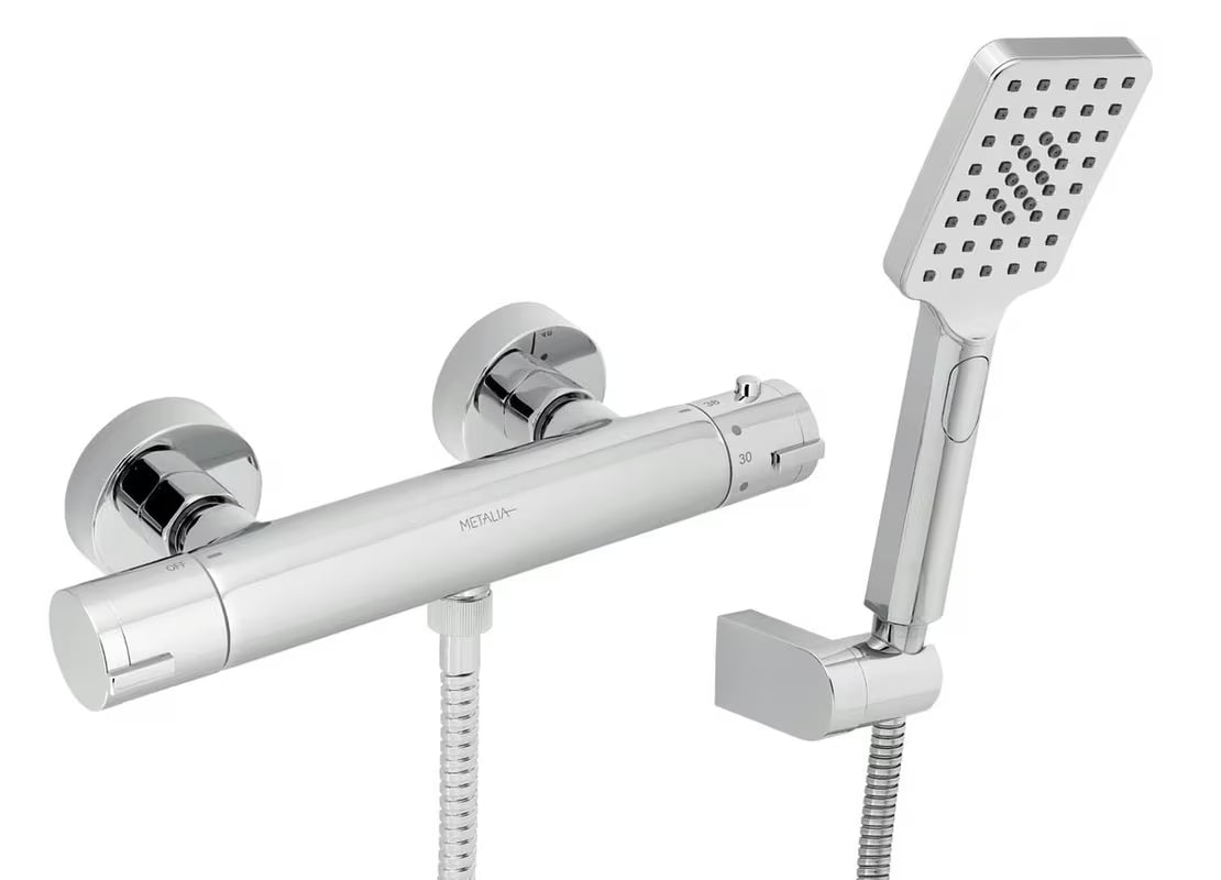 Novaservis Metalia 54 termostatska armatura za tuš v kromu s tuš setom