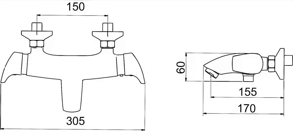 Kromirana termostatska stenska armatura za kad Novaservis Metalia 57 brez pršne opreme.