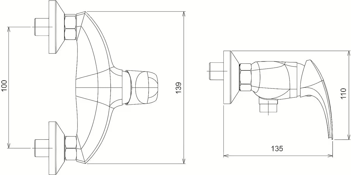 Kromirana stenska enoročna armatura za tuš Novaservis Metalia 57 brez tuš seta.