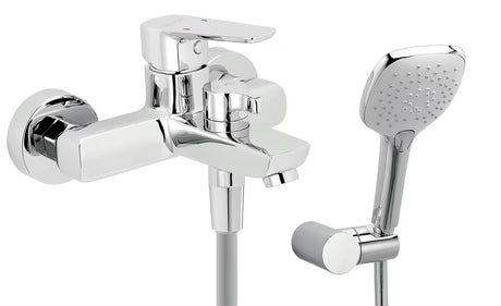 Novaservis Metalia 58 Eco enoročna stenska armatura za kad s tuš setom u sjajnom kromu.