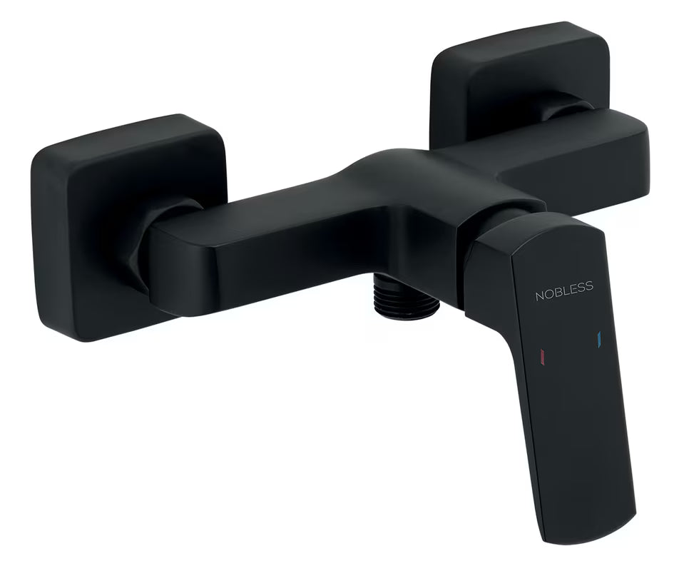 Crna enoročna stenska armatura za tuš Novaservis Nobles Ego s mat površinom