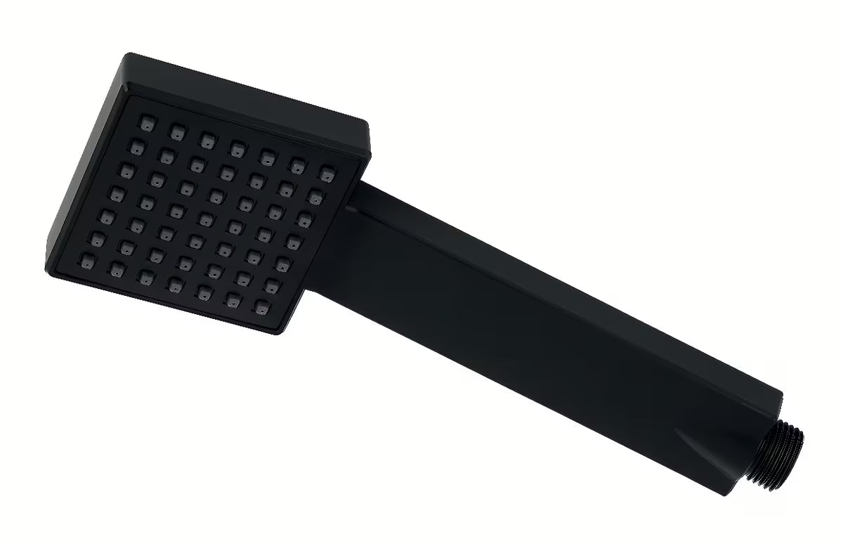 Crni ručni tuš Novaservis četvrtastog dizajna, s mat površinom i sustavom EasyClean.