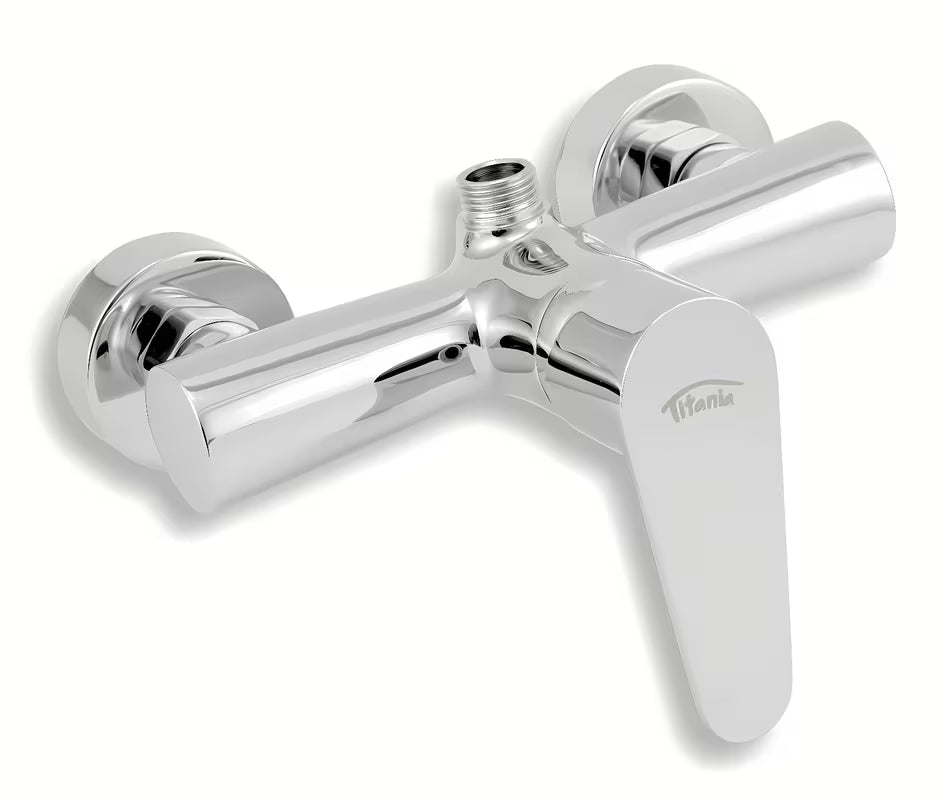 Kromirana enoročna armatura za tuš Novaservis Titania Fresh pro za zidnu montažu.