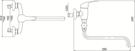 Novaservis Titania Iris enoročna stenska armatura za kad u krom izvedbi