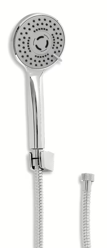 Komplet za Kad Novaservis Mini u krom izvedbi s 3-položajnim ručnim tušem, metalnim crijevom 150 cm i držačem tuši.