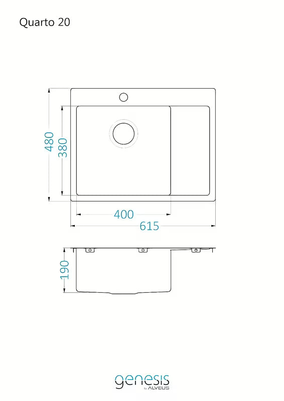 Optima Carlos inox kuhinjski enojno korito s ocjeđivačem, gornja ugradnja, sjajni saten, korito lijevo