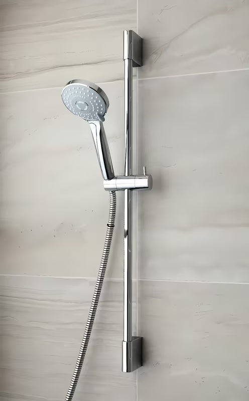 Tuš set Optima Comfort v izvedbi chrome z ročno prho, pršno letvijo in pršno cevjo