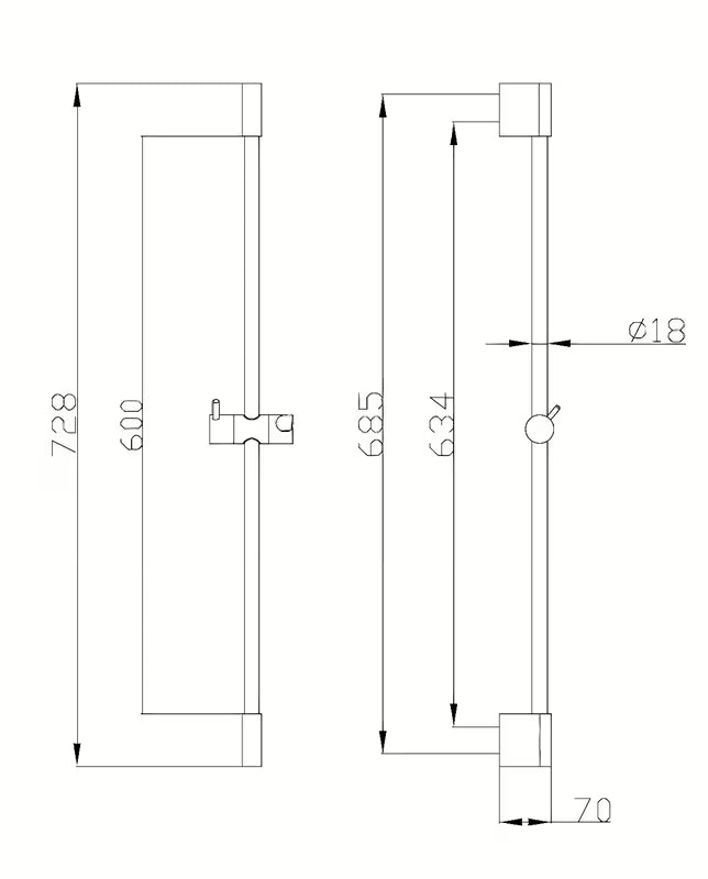Tuš palica Optima Comfort u izvedbi chrome s podesivim držačem tuši