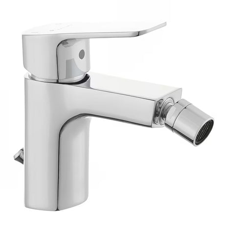 Kromirana enoročna stoječa armatura za bide Optima Cube Way z odtokom i fleksibilnim perlatorom