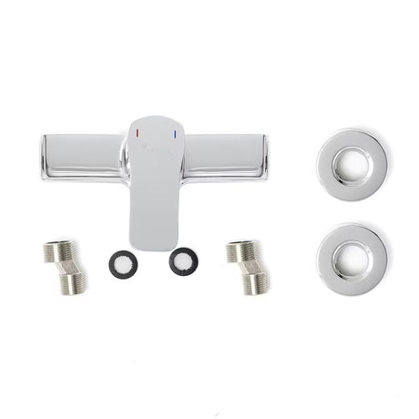 Stenska enoročna armatura za tuš Optima Cube Way u kromiranoj izvedbi zaobljenog modernog dizajna.