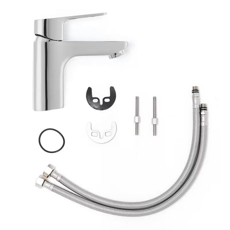 Kromirana enoročna stoječa armatura za umivalnik Optima Cube Way brez odtoka s višim izljevom