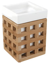 Samostoječi  posoda Optima Libra u bijeloj boji s bambusovim elementom, četvrtastog dizajna.