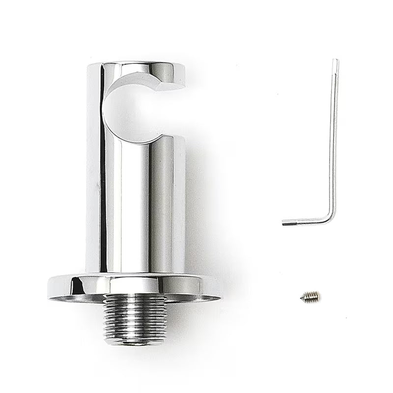 Kromirani priključek za tuš cev tuši Optima s integriranim držačem tuši u zaobljenom dizajnu.