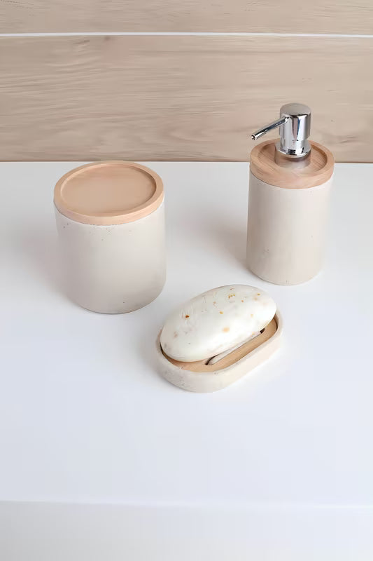 Škatla s pokrovčkom Optima Poly u nijansi light-limestone s drvenim poklopcem