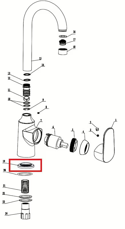 Osnovni prsten SIKO Lucida kao originalni rezervni del pro za tuš slavinu SIKOBSLU280.