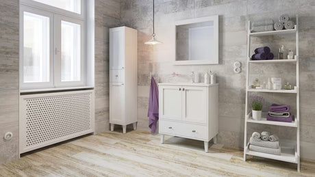 Bijeli keramički dozirnik za milo Optima Provence pro kupaonicu u francuskom provansalskom stilu.