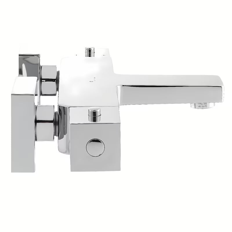 Kromirana termostatska armatura za kad Optima Chrome v oglati zasnovi z varnostno zaporo 38 °C
