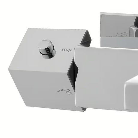 Kromirana termostatska armatura za kad Optima Chrome v oglati zasnovi z varnostno zaporo 38 °C