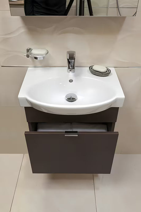 Smeđa samostoječi  posoda Optima Soreta modernog dizajna za kupaonicu