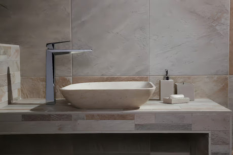 Samostoječi  posoda za milo Optima Supera od polirezina u dekoru light-limestone