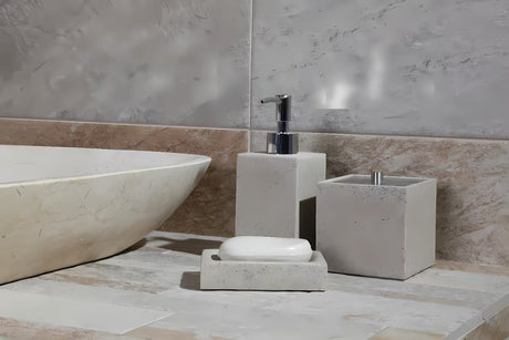Samostoječi  kopalniška posoda Optima Supera iz polyresina v barvi light-limestone