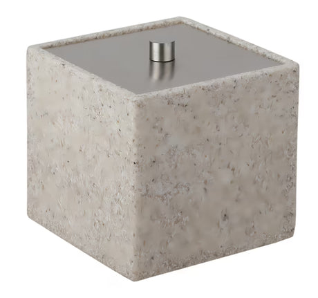 Eleganten večnamenski škatla s pokrovčkom Optima Supera v izvedbi light-limestone za kopalnico.