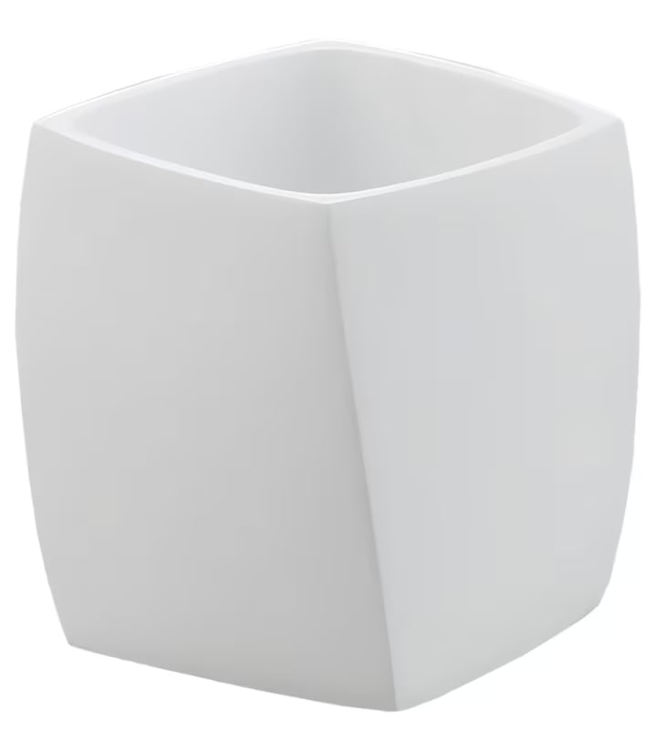Bijela kupaonska posoda Optima Suza modernog dizajna pro za odlaganje četkica i kozmetičkog pribora.