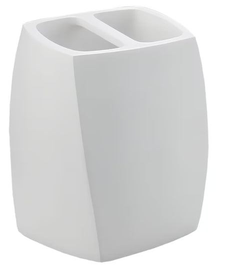 Bijeli držalo za ščetke Optima Suza modernog dizajna za kupaonicu.