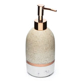 Samostoječi  dozirnik za tekoče milo Optima Tera v dekorju light-limestone s črpalko rose gold.