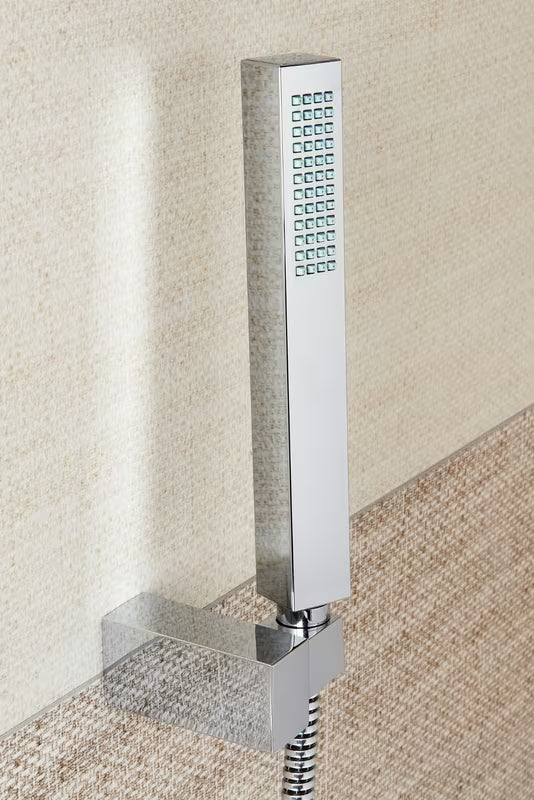 Optima Chrome termostatska armatura za kad u krom izvedbi s tuš setom četvrtastog dizajna