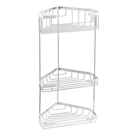 Kotna troetažna stenska polica Optima Wire program u izvedbi chrome