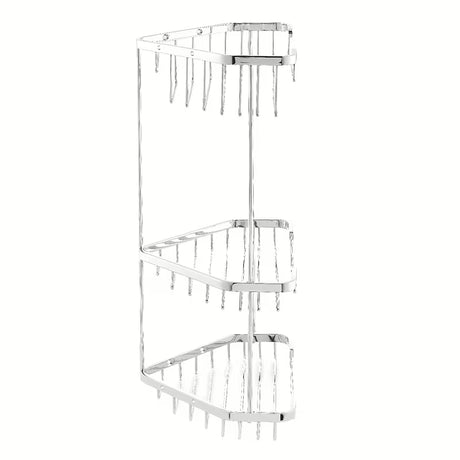 Kotna troetažna stenska polica Optima Wire program u izvedbi chrome