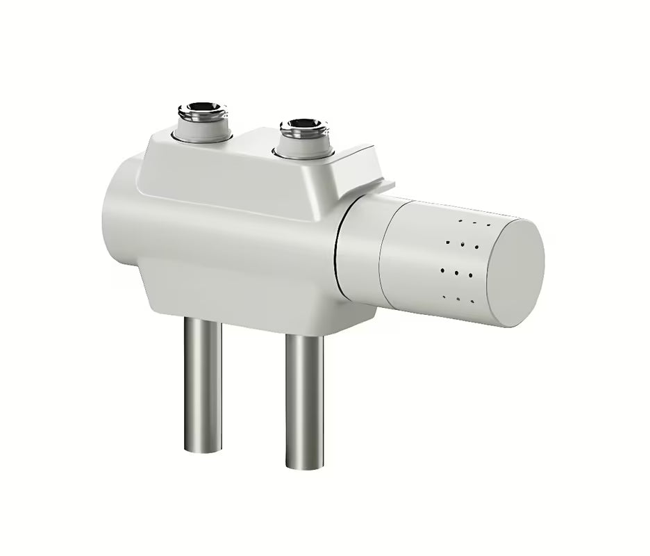 Bel univerzalni termostatski ventil pro radiatorji s sredinskim priklopom in razmakom 50 mm