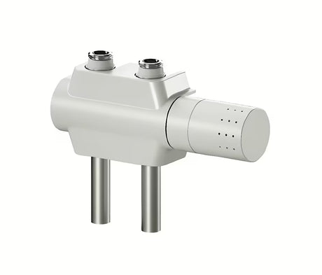 Bel univerzalni termostatski ventil pro radiatorji s sredinskim priklopom in razmakom 50 mm