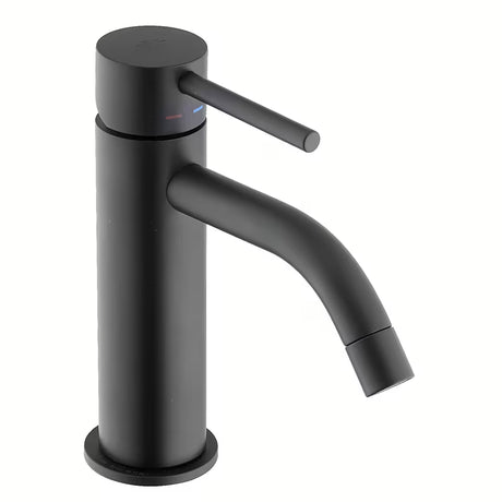 Enoročna stoječa armatura za umivalnik Paffoni Light u crnoj mat izvedbi brez odtoka.