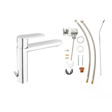 Kromirana enoročna stoječa armatura za umivalnik Paffoni Pavia z odtokom