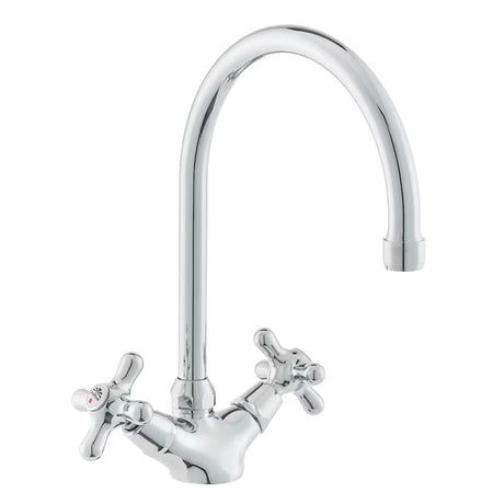 Paffoni Ricordi z dvema ročajema stoječa armatura za pomivalno korito z vrtljivim izlivom u krom izvedbi