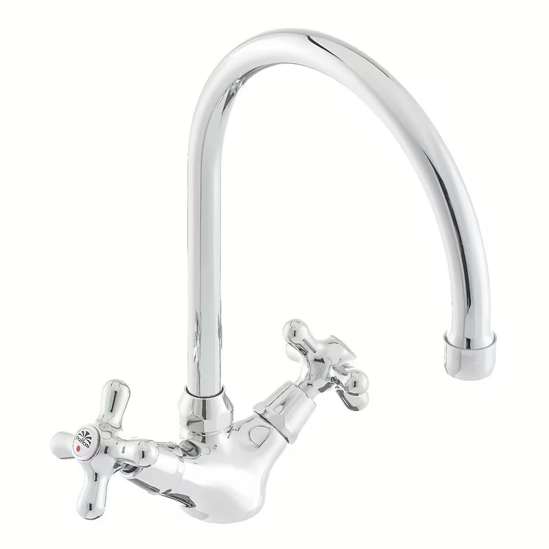 Paffoni Ricordi z dvema ročajema stoječa armatura za pomivalno korito z vrtljivim izlivom u krom izvedbi