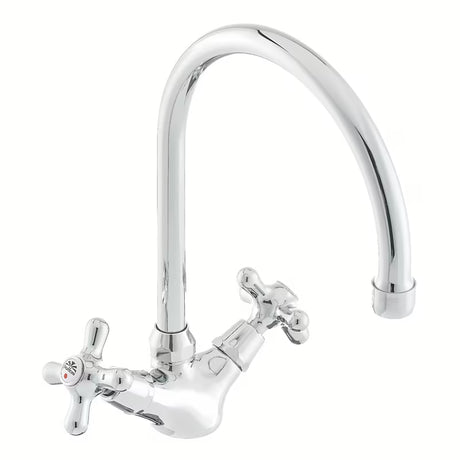 Paffoni Ricordi z dvema ročajema stoječa armatura za pomivalno korito z vrtljivim izlivom u krom izvedbi