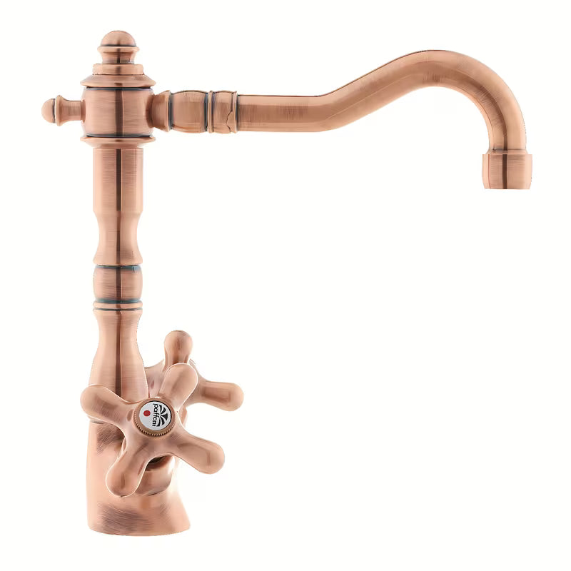 Z Dvema Ročajema stoječa armatura za umivalnik Paffoni Ricordi u bakrenoj izvedbi u retro dizajnu.