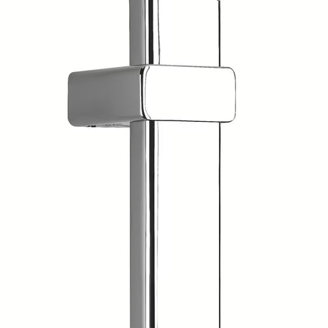 Tušni sistem Paffoni s termostatsko armaturo u krom izvedbi, sa staklenom policom i nadglavnim tušem 28x28 cm.