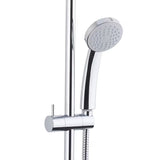 Tušni sistem Paffoni Chrome s jednoručnom miješalicom, ručnim i nadglavnim tušem u okruglom dizajnu.