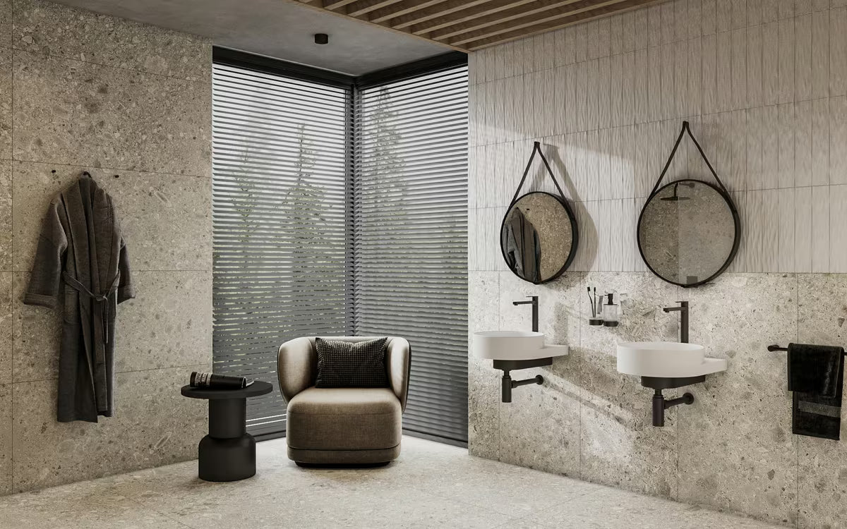 Podometna tuš i armatura za kad Paffoni Vallone u crnoj mat izvedbi s ručicom.