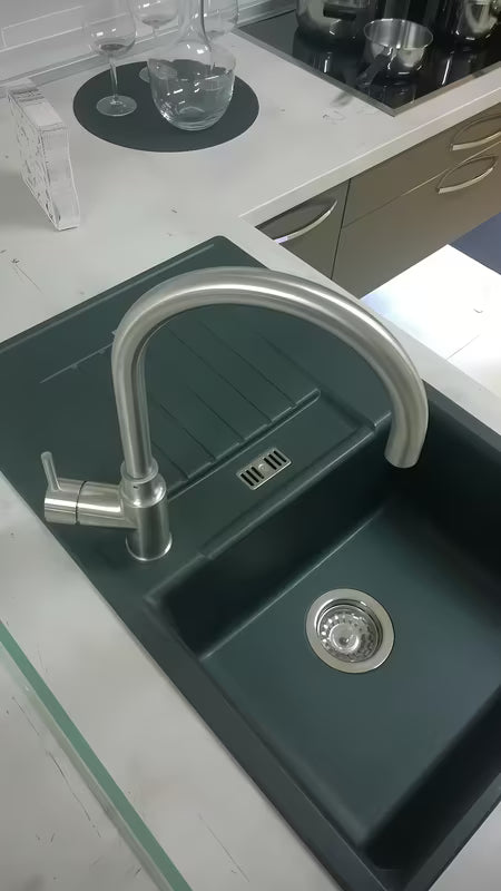 Paffoni Vallone nerjavno jeklena armatura za pomivalno korito Supersteel z vrtljivim izlivom
