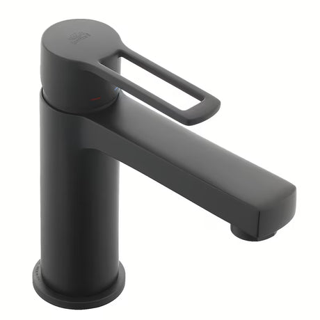 Crna mat miješalica za umivaonik enoročna Paffoni Vallone brez odtoka s otvorenom ručicom