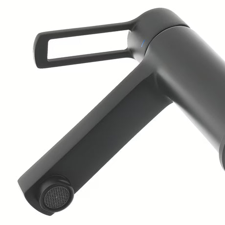 Crna mat miješalica za umivaonik enoročna Paffoni Vallone brez odtoka s otvorenom ručicom