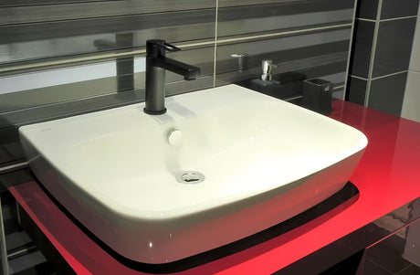 Crna mat miješalica za umivaonik enoročna Paffoni Vallone brez odtoka s otvorenom ručicom